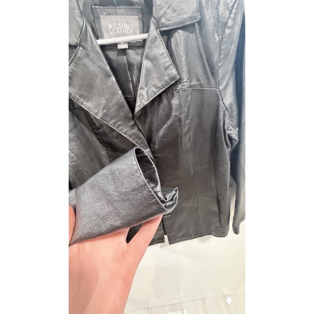 Wilsons Leather Black Genuine Leather Jacket Womens Size M 90s - Picture 4 of 7